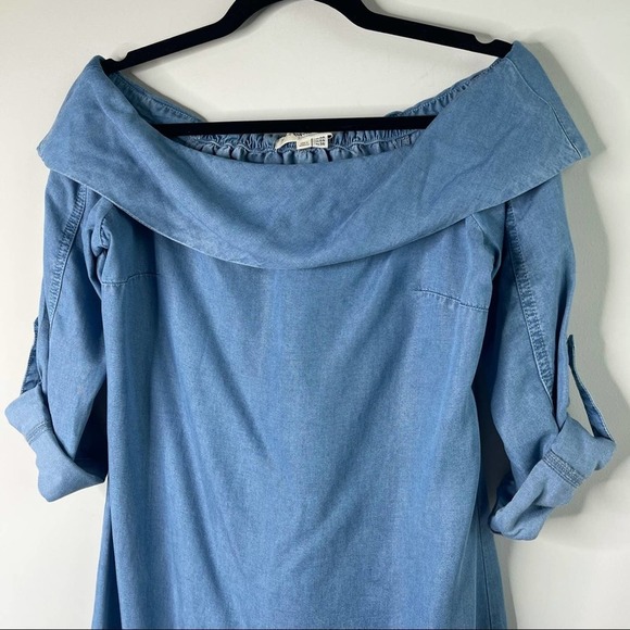 Anthropologie off the shoulder chambray dress‎ sz 4 - Picture 3 of 9